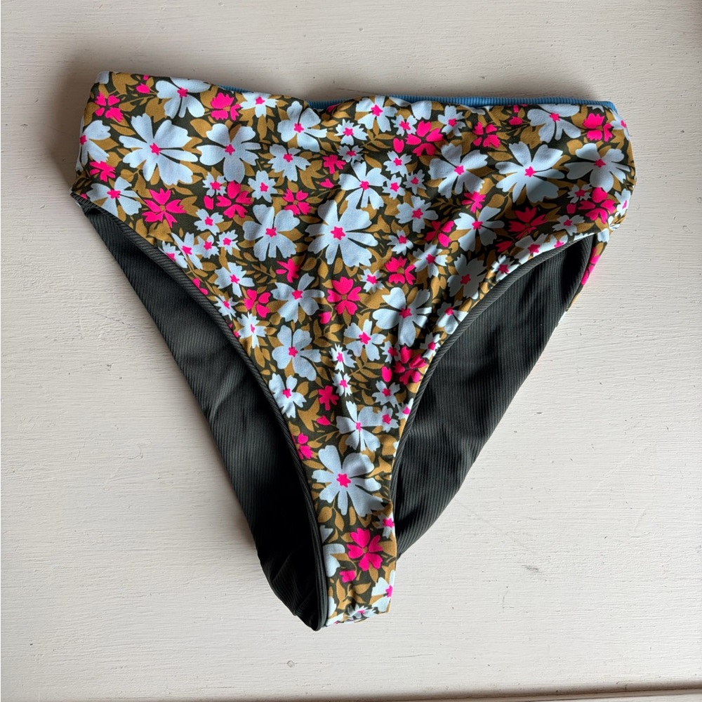 Maaji Reversible High Waisted Ribbed Floral Bikini Bottoms - Picture 6 of 6